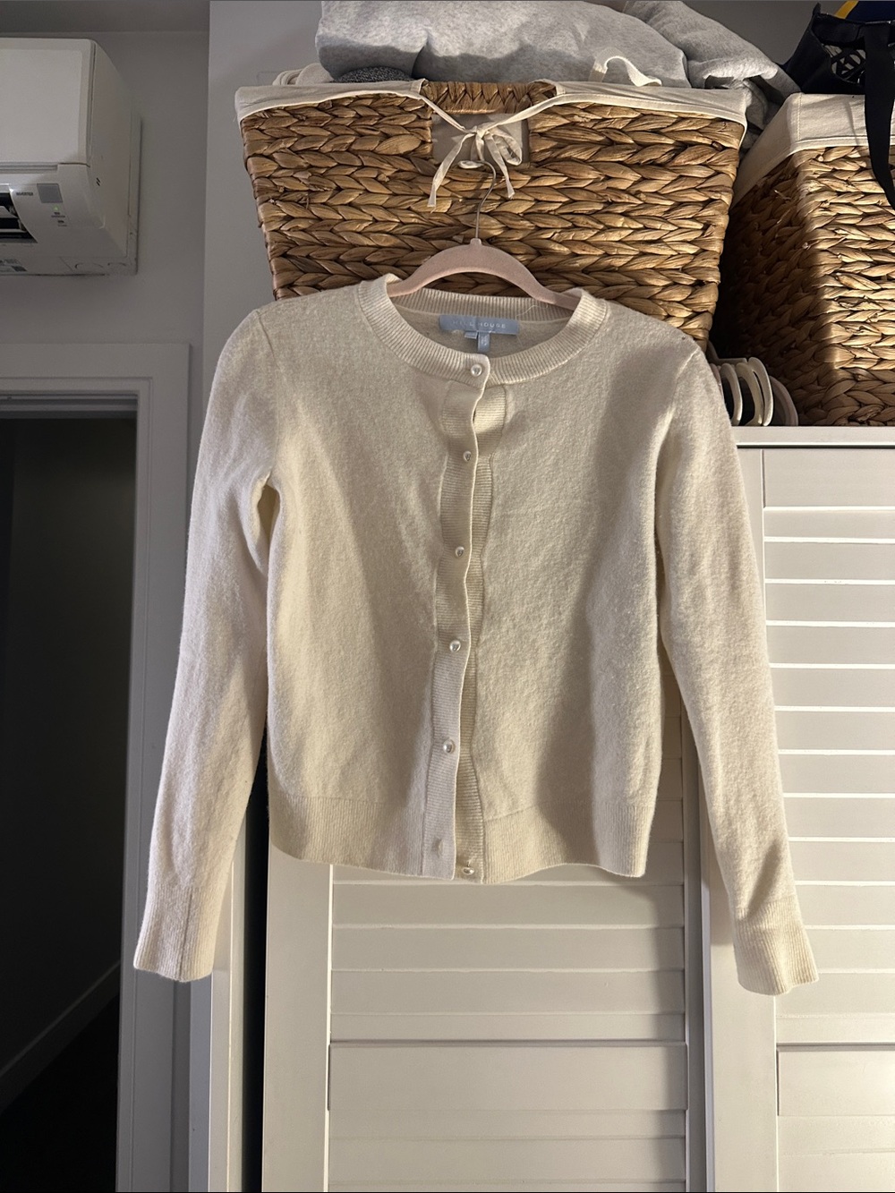 Hill House Wool Classic Cream Button-Front Women's Cardigan Sweater